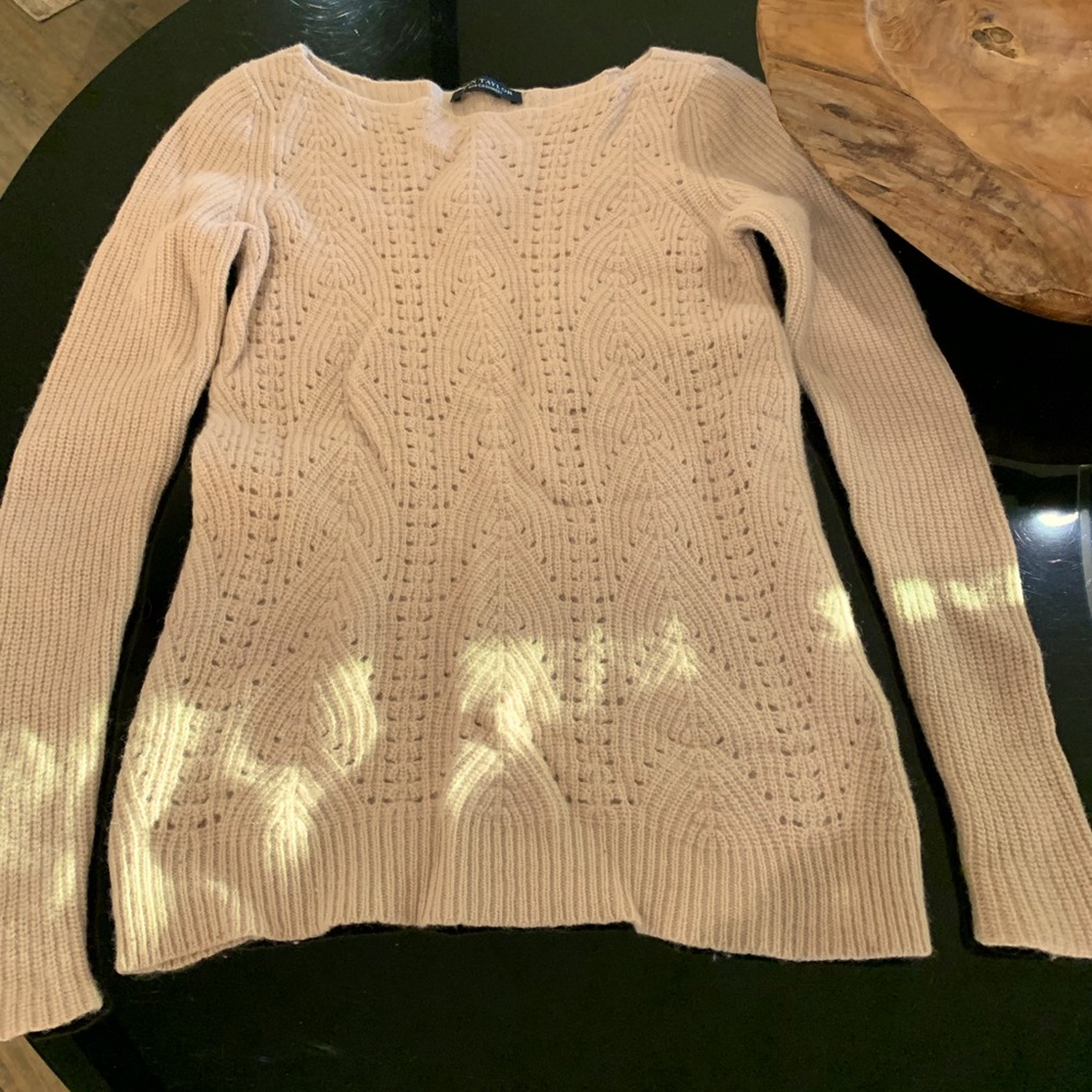 Beautiful creamy beige cashmere sweater with open knit design. Never worn